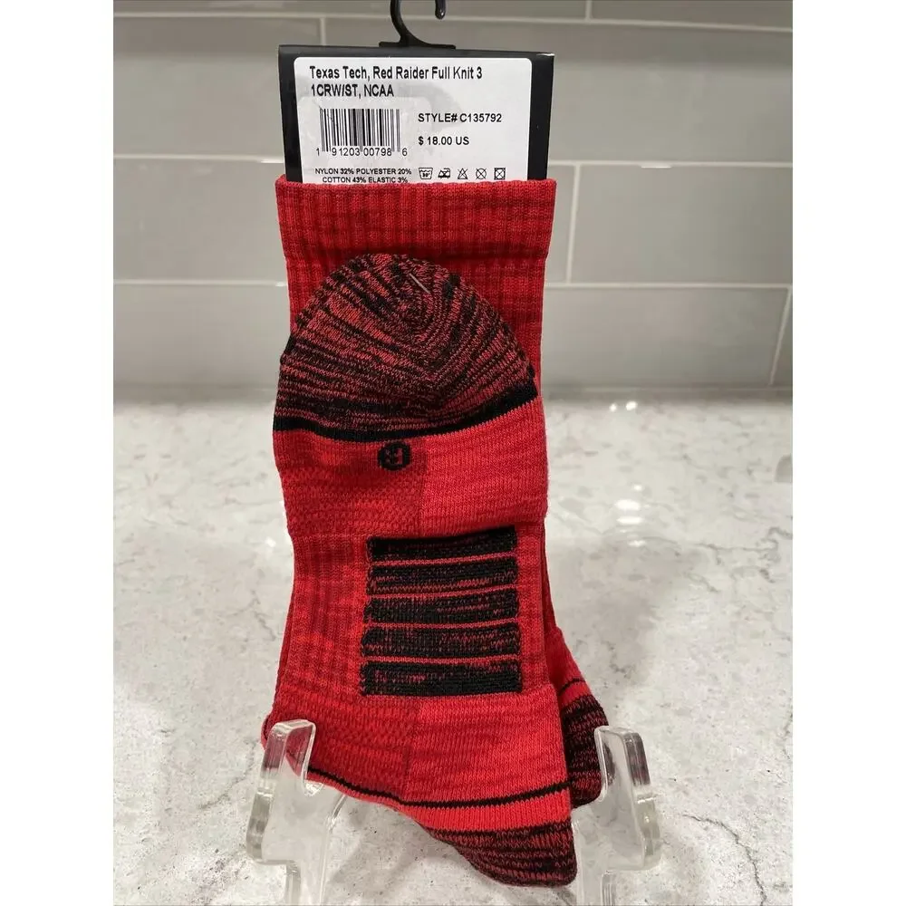 Texas Tech Red Raiders Socks Strideline Crew Premium Licensed NCAA Athletic Wear